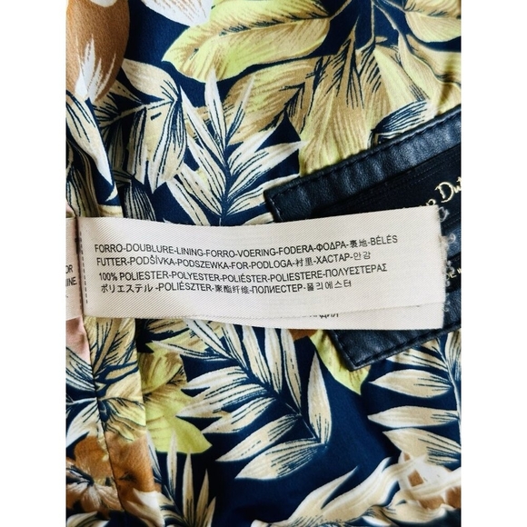 Massimo Dutti Women’s Blue Leather Biker Jacket Zip Front Size M - Picture 9 of 9